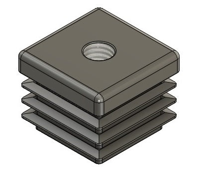 25x25mm M8 Threaded Tube Insert, 2.25mm Standard Rib