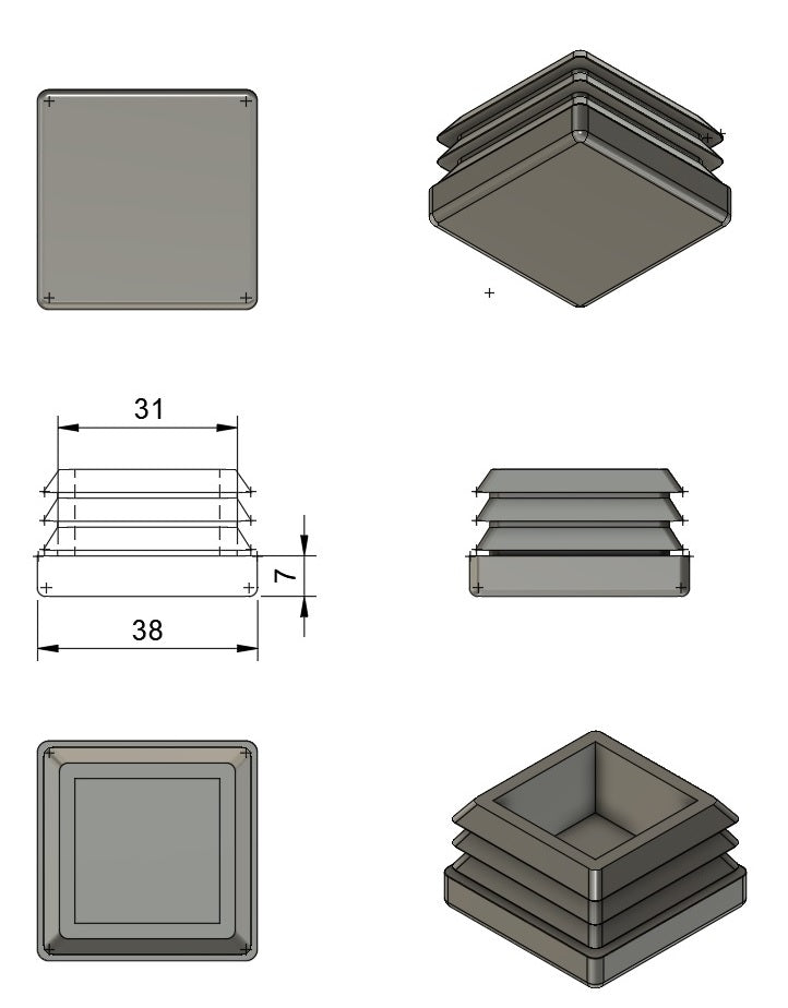 38x38mm Solid Face Tube Insert