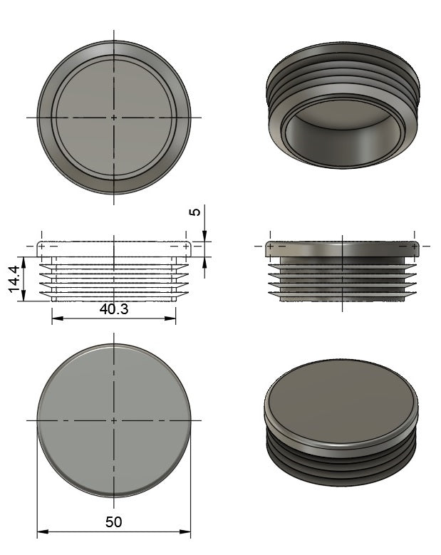 50mm Diameter Solid Face Tube Insert