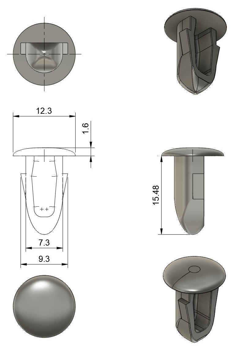 7.7mm - 8mm Arrow Clip - 12.3mm Head / 14.9mm Deep