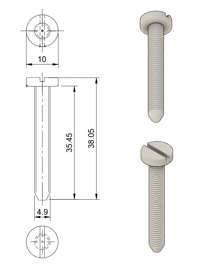 M5 Nylon Bolt 38mm